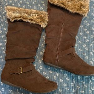 Brown suede boots